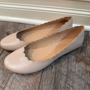 LC LAUREN CONRAD Shoes Ballet Flats Blush Pink Scalloped Bohemian Size 8.5